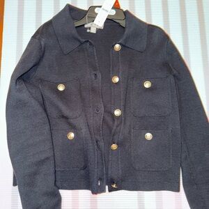 J. Crew Black Cardigan with Gold Buttons